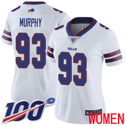 Women Buffalo Bills #93 Trent Murphy White Vapor Untouchable Limited Player 100th Season NFL Jersey->women nfl jersey->Women Jersey